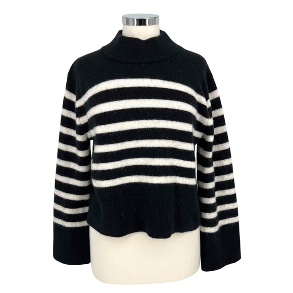 J.Crew Striped Supersoft Sweater Textured Black White Size XS - Picture 1 of 14